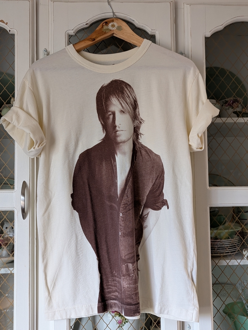 VTG Keith Urban 2007 World Tour Concert Tee Souvenir Cream T-Shirt Graphic